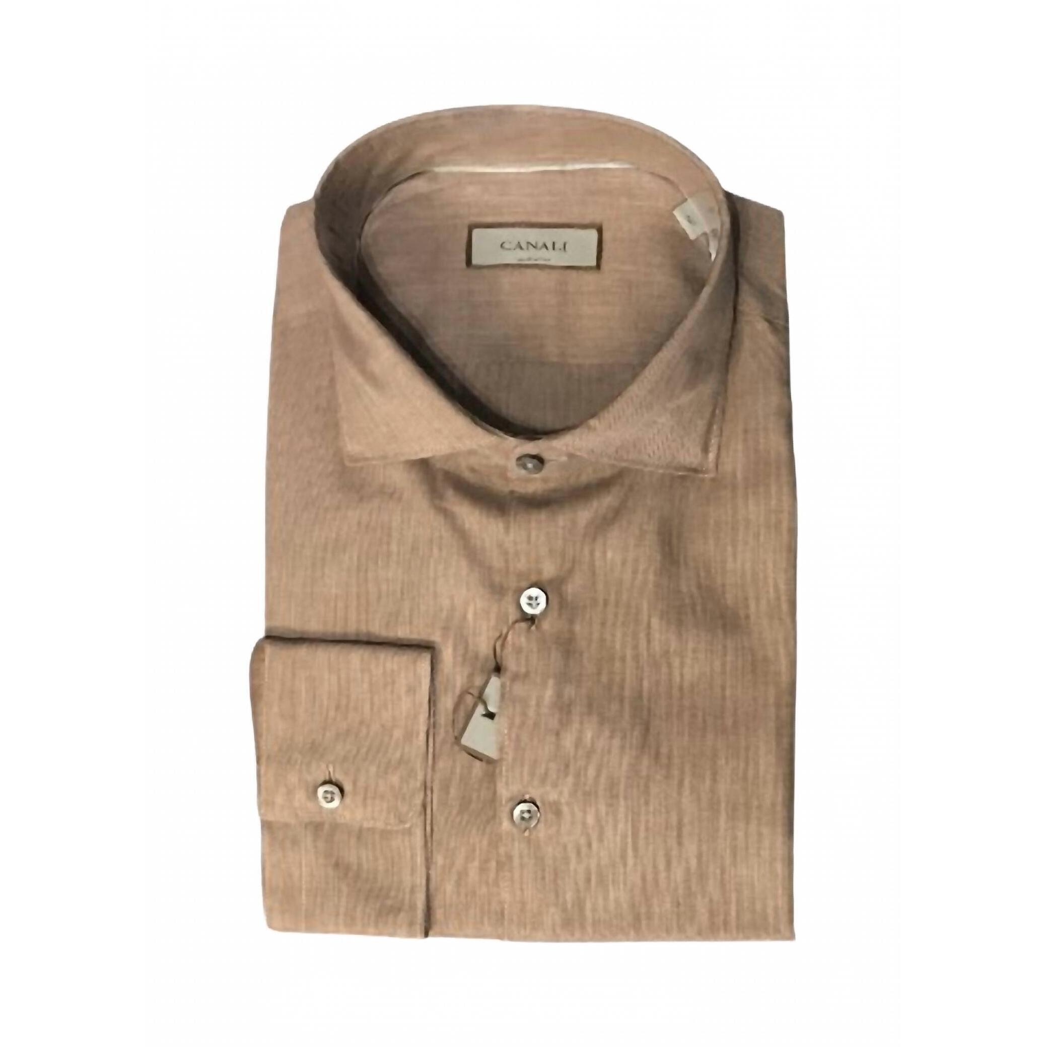 New Canali Men's Button Down Shirt In Brown